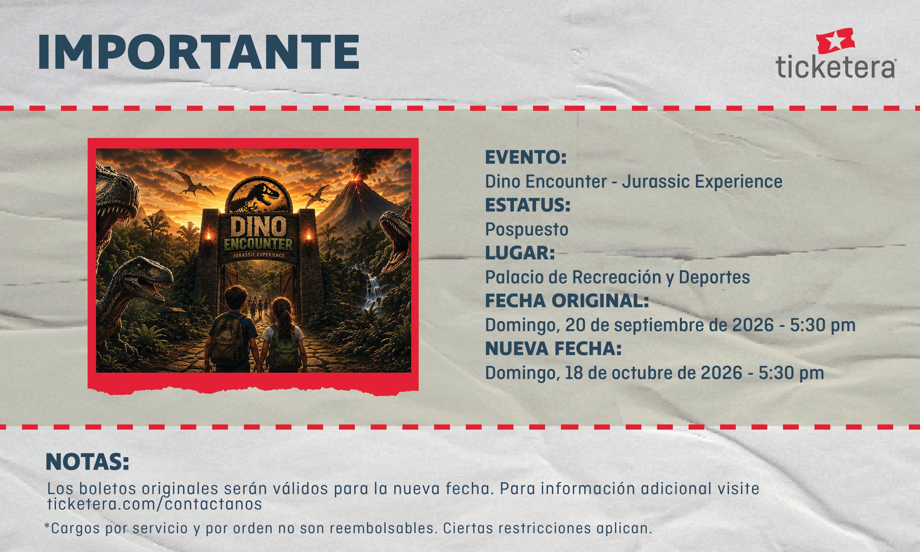 More Info for Dino Encounter: Jurassic Experience (20/septiembre/2026 5:30pm)