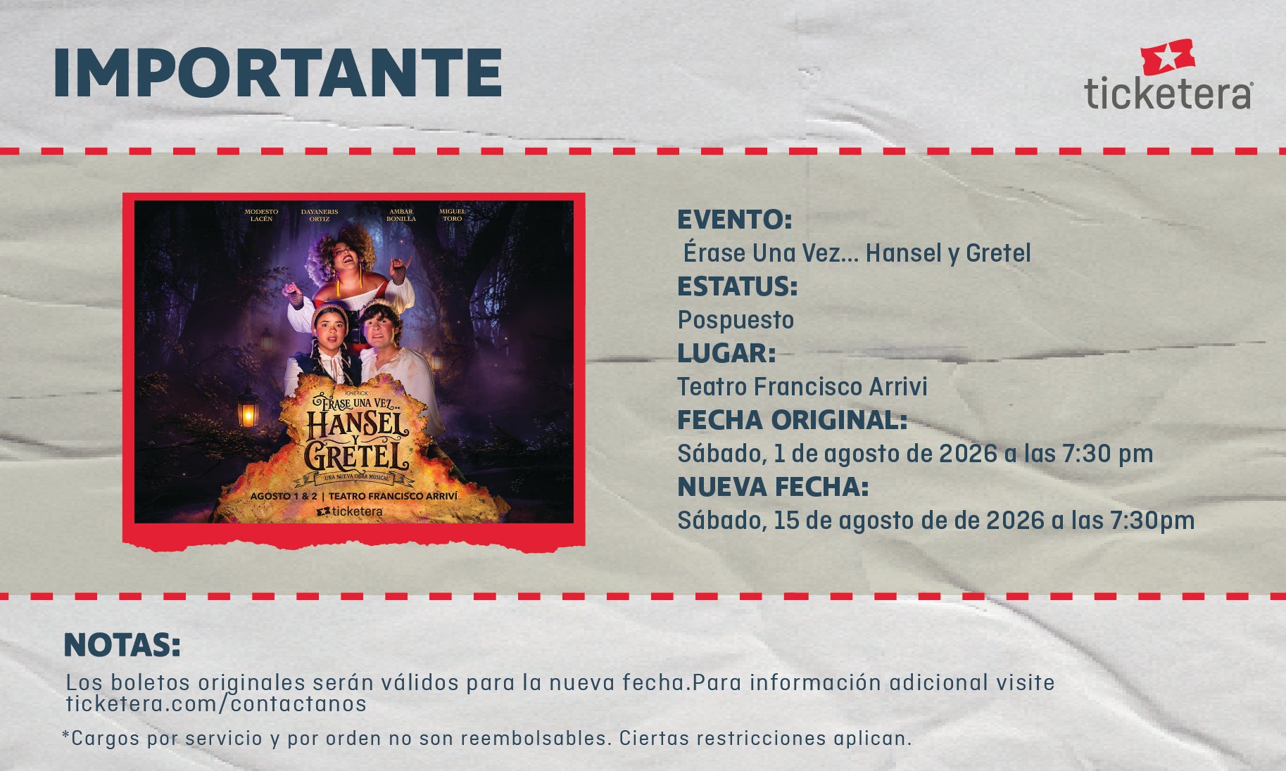 More Info for Érase Una Vez... Hansel y Gretel (Sábado, 15 de agosto)