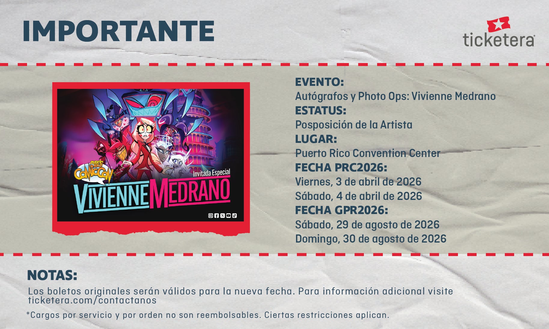 More Info for PRCC 2026-Posposición De Artista